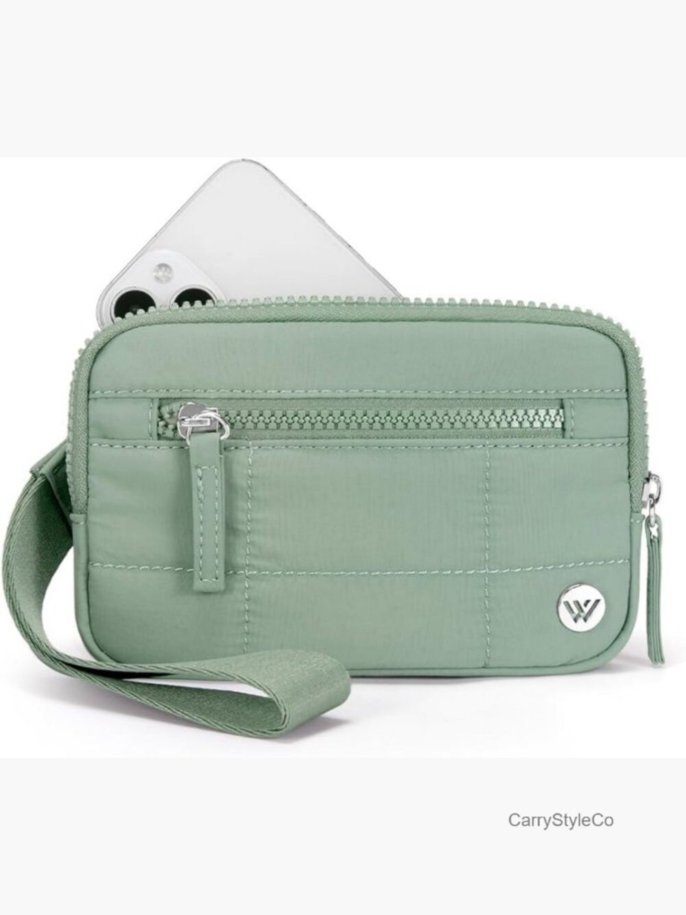 RFID Wristlet Wallet - Quilted Nylon Phone Wallet Card Holder Purse
